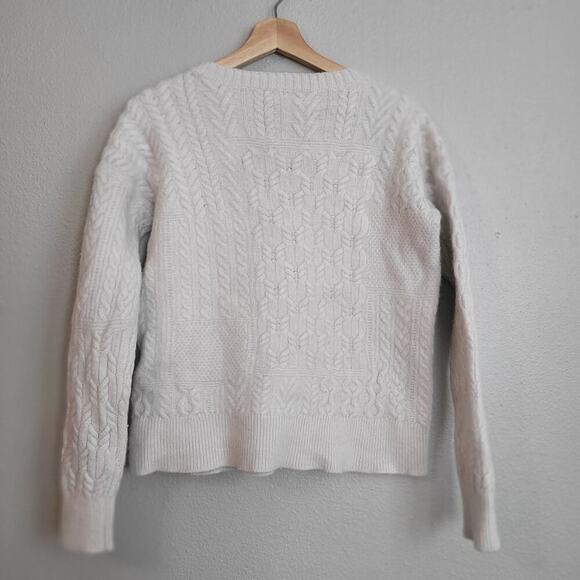 Ralph Lauren Black Label Cable Knit Sweater Wool Blend Womens L White Warm - Picture 2 of 10